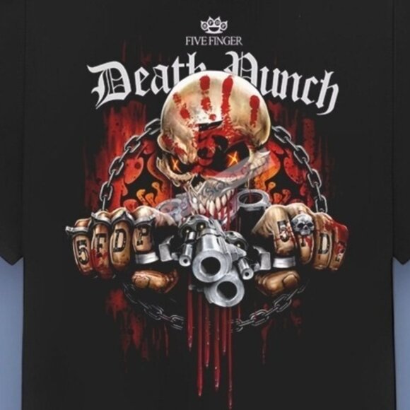 Skull Gun Five Finger Death Punch Band Graphic Parent Fan Outfit T-Shirt 170 - Picture 2 of 5